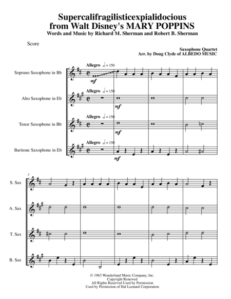 Supercalifragilisticexpialidocious from Walt Disney's MARY POPPINS (arr. Doug Clyde)