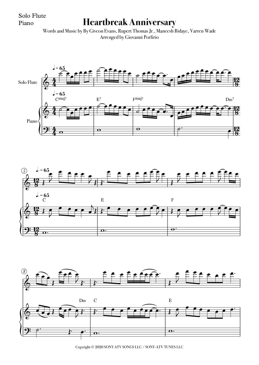 Heartbreak Anniversary (arr. Giovanni Porfirio)