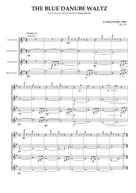 The Blue Danube Waltz for Clarinet Quartet (arr. Diego Marani)