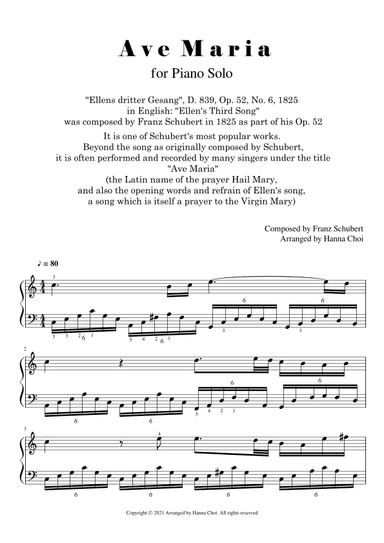 "Ave Maria" by F.Schubert [for Piano Solo] (arr. Hanna Choi)