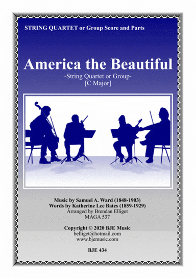 America the Beautiful - String Quartet or Group Score and Parts PDF (arr. Brendan Elliget MAGA 537)