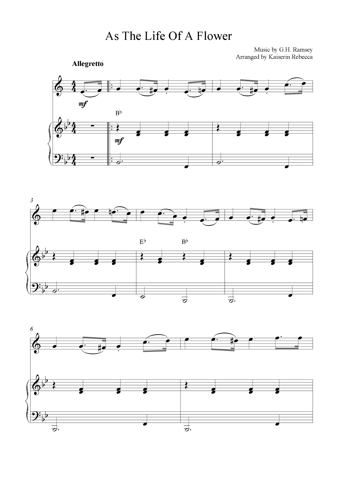 As the Life of a Flower (arr. Kaiserin Rebecca)