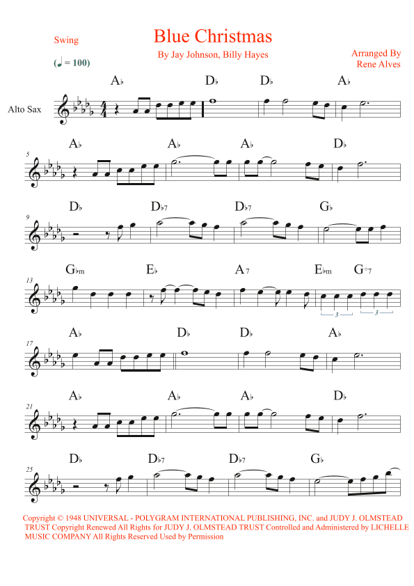 Blue Christmas (arr. Rene Alves)