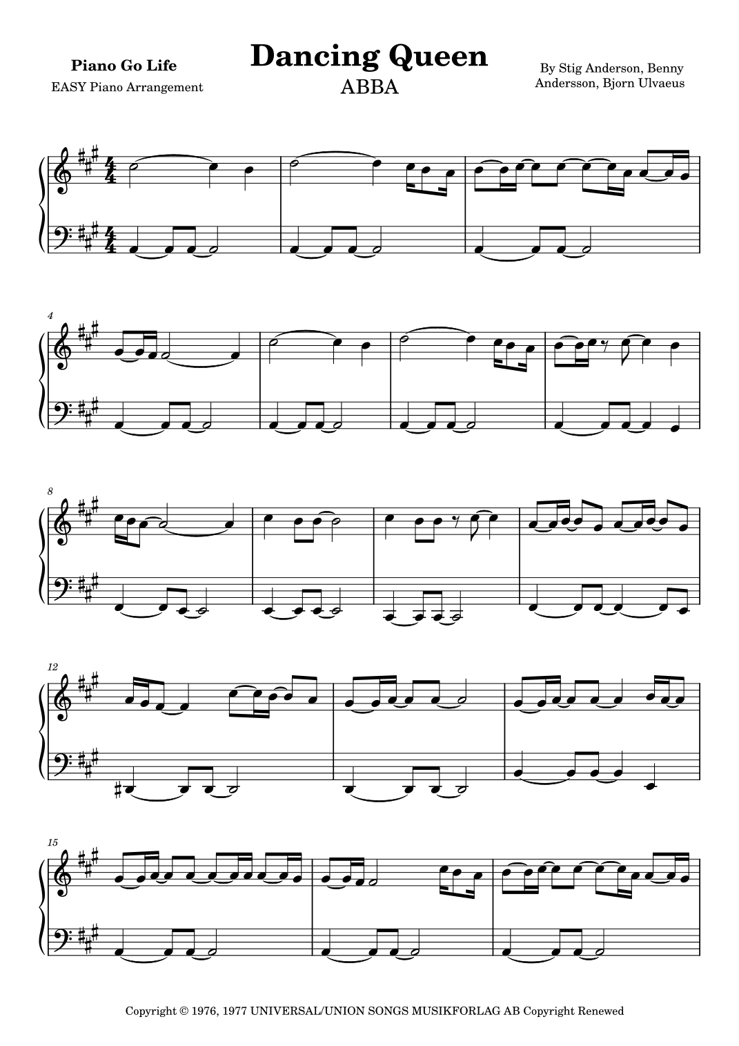 Dancing Queen (arr. Piano Go Life)