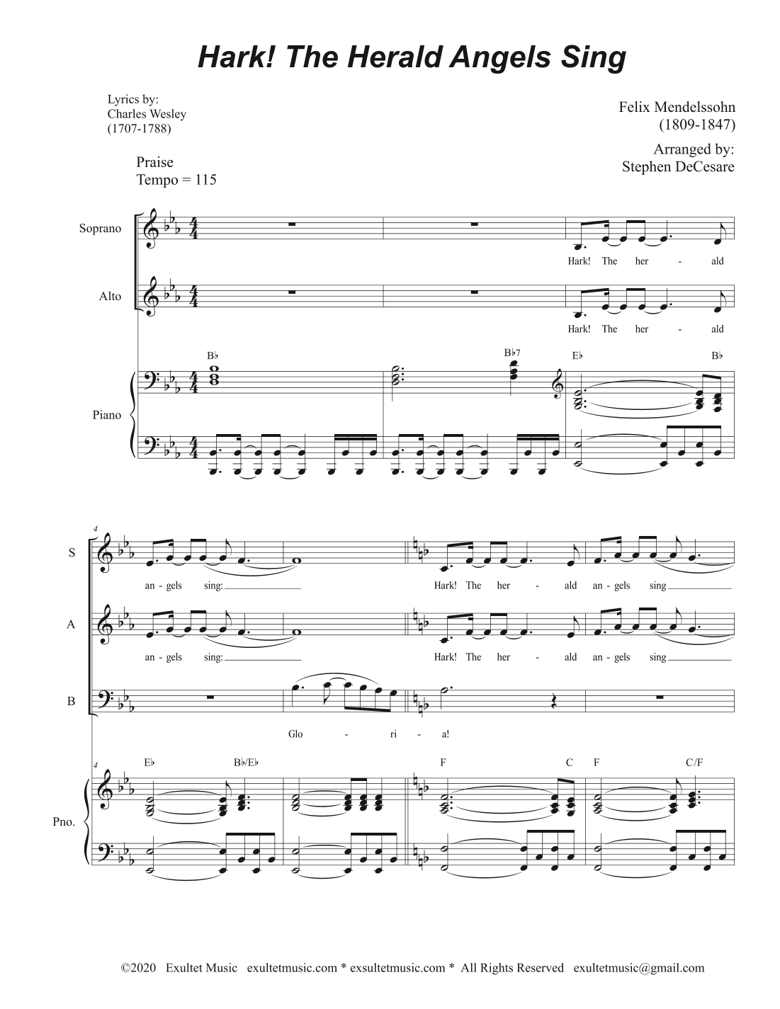 Hark! The Herald Angels Sing (Vocal Trio - (SAB) (arr. Stephen DeCesare)