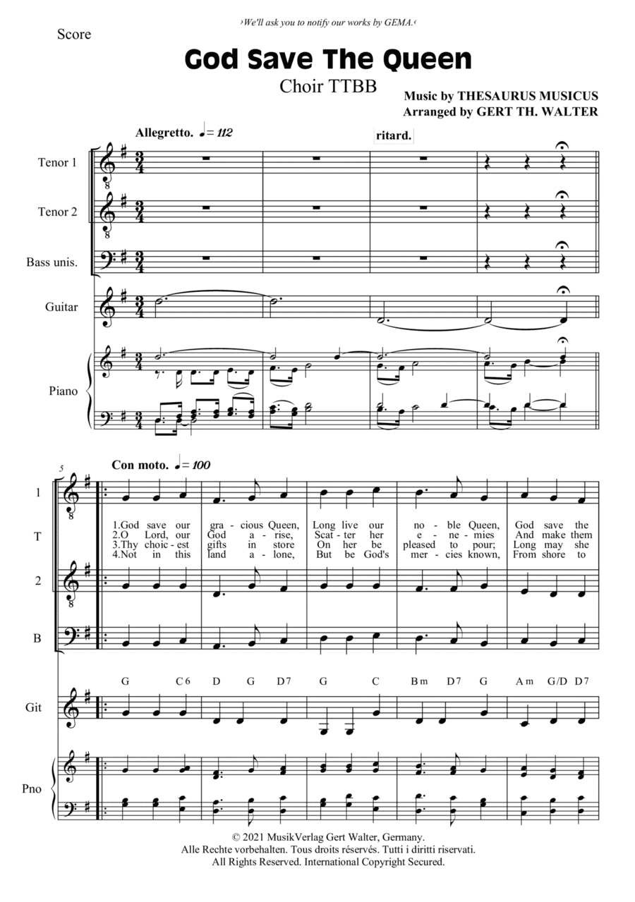 God Save The Queen (arr. Gert Th. Walter)