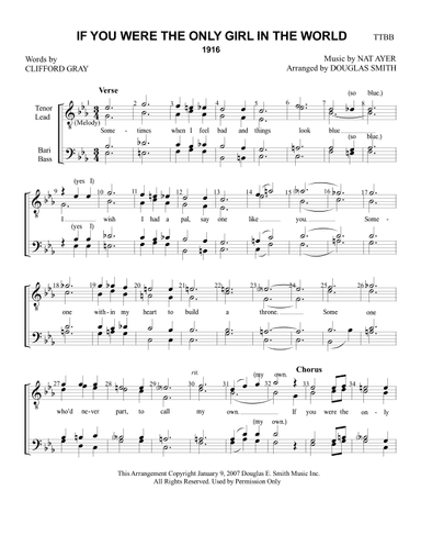If You Were The Only Girl In The World (And I Were The Only Boy) (arr. Douglas E Smith)