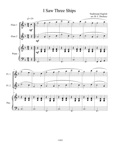 I Saw Three Ships (Flute Duet with Piano Accompaniment) (arr. B. C. Dockery)