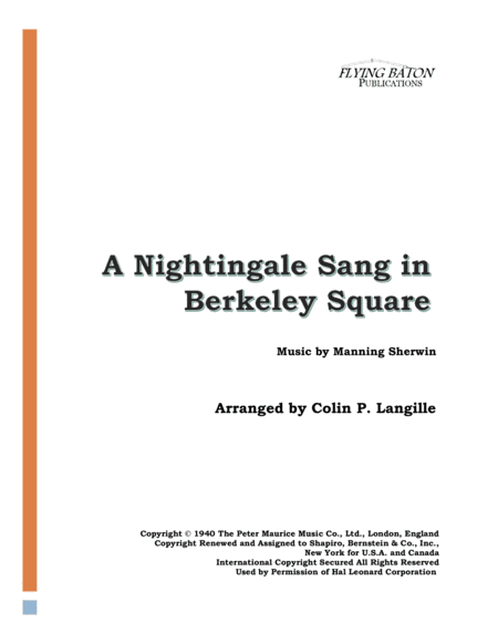 A Nightingale Sang In Berkeley Square (arr. Colin P. Langille)