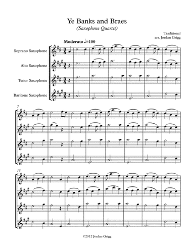 Ye Banks and Braes (Saxophone Quartet) (arr. Jordan Grigg)