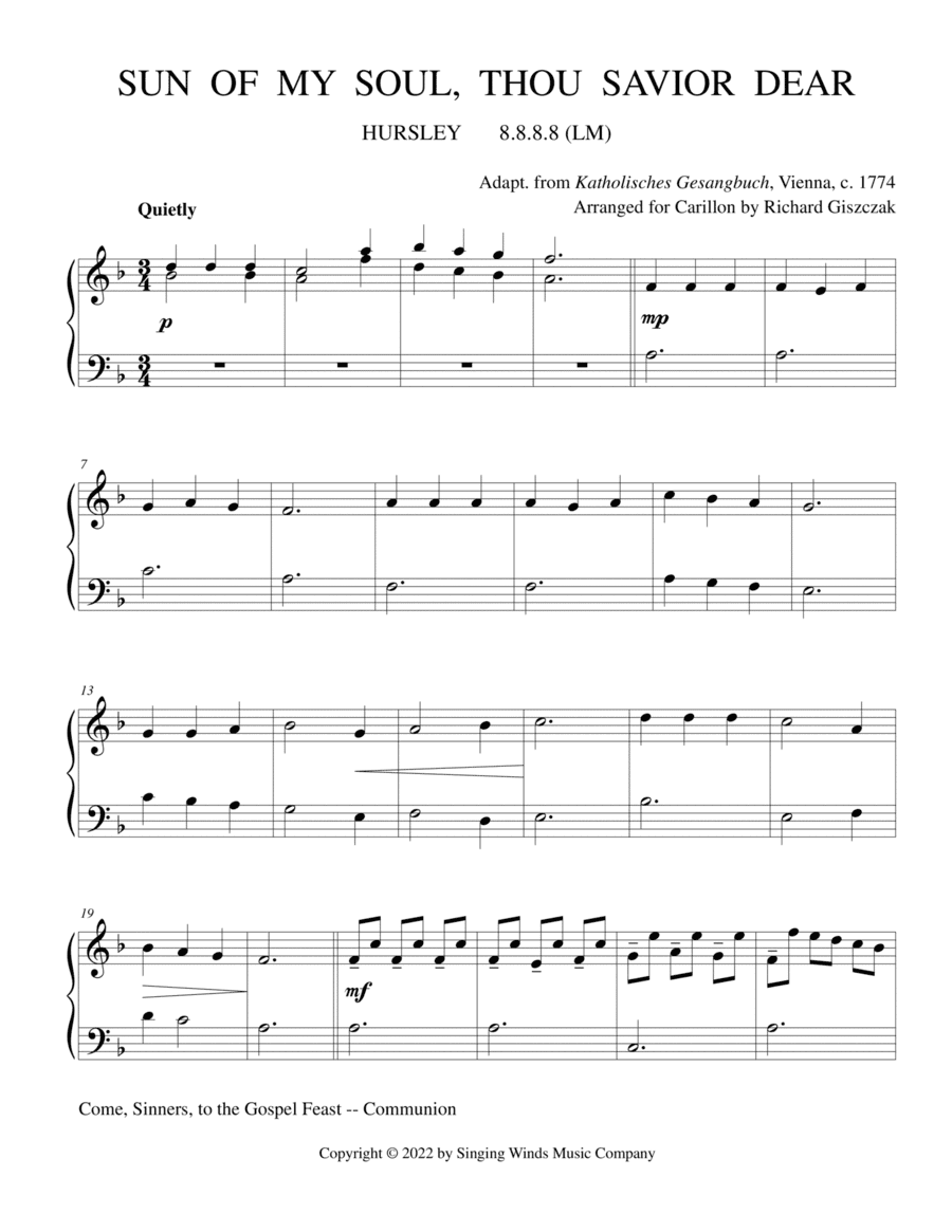 Sun of My Soul, Thou Savior Dear (HURSLEY) (arr. Richard Giszczak)