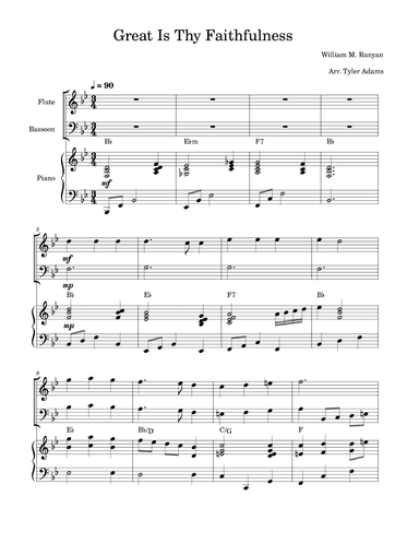 Great Is Thy Faithfulness (Flute and Bassoon Duet with Piano) (arr. Tyler Adams)