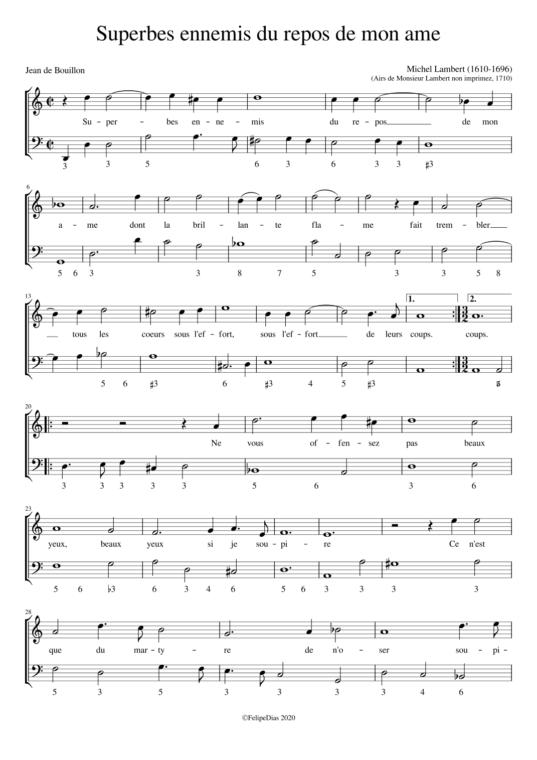 Superbes ennemis du repos de mon ame (arr. Early Music Scores)