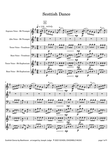Scottish Dance by Beethoven for Brass Quartet in Schools (arr. Joseph Judge)