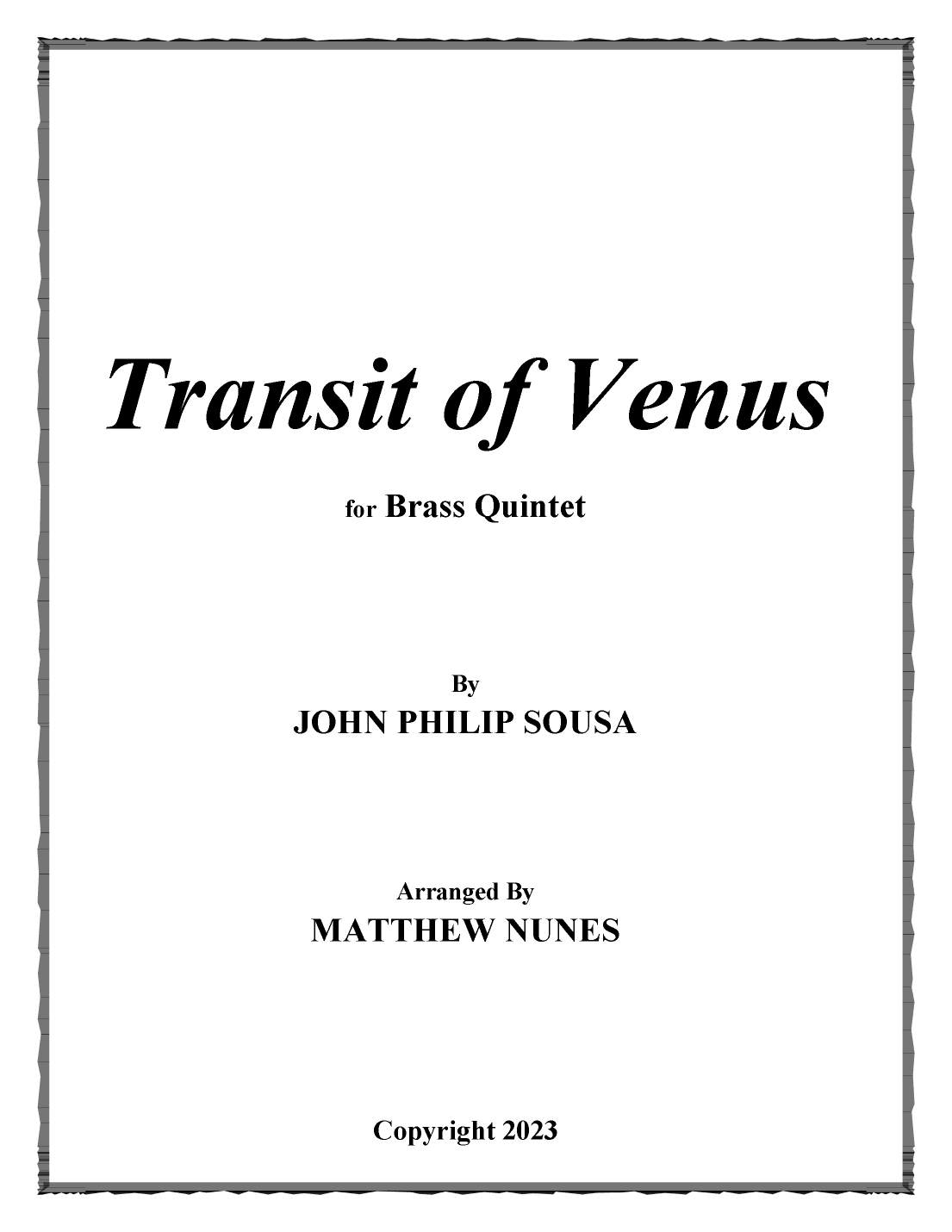 Transit of Venus (arr. Matthew Nunes)