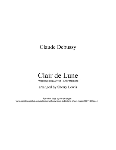 CLAIR DE LUNE?, Woodwind Trio, Intermediate Level for 2 flutes and bassoon (arr. Sherry Lewis Publishing)
