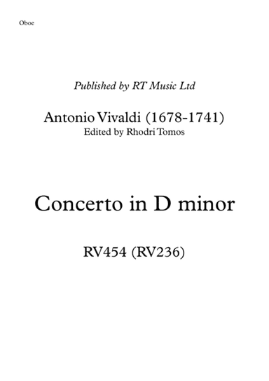 Vivaldi RV454 Concerto in D minor. Trumpet & oboe solo parts (arr. Rhodri Tomos)
