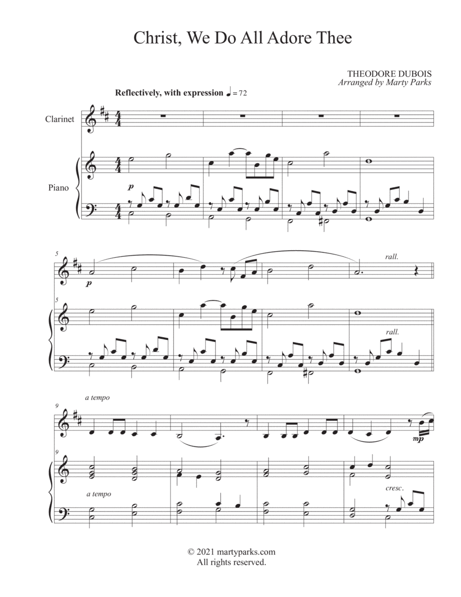 Christ, We Do All Adore Thee (Clarinet-Piano) (arr. Marty Parks)