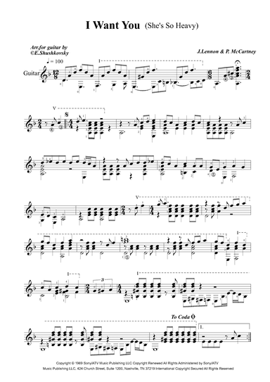 I Want You (she's So Heavy) (arr. Evgeny Shushkovsky)