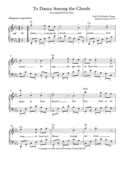 To Dance Among the Clouds - Song with Keyboard or Guitar