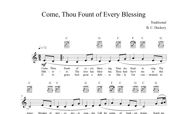 Come, Thou Fount of Every Blessing (Lead Sheet) (arr. B. C. Dockery)