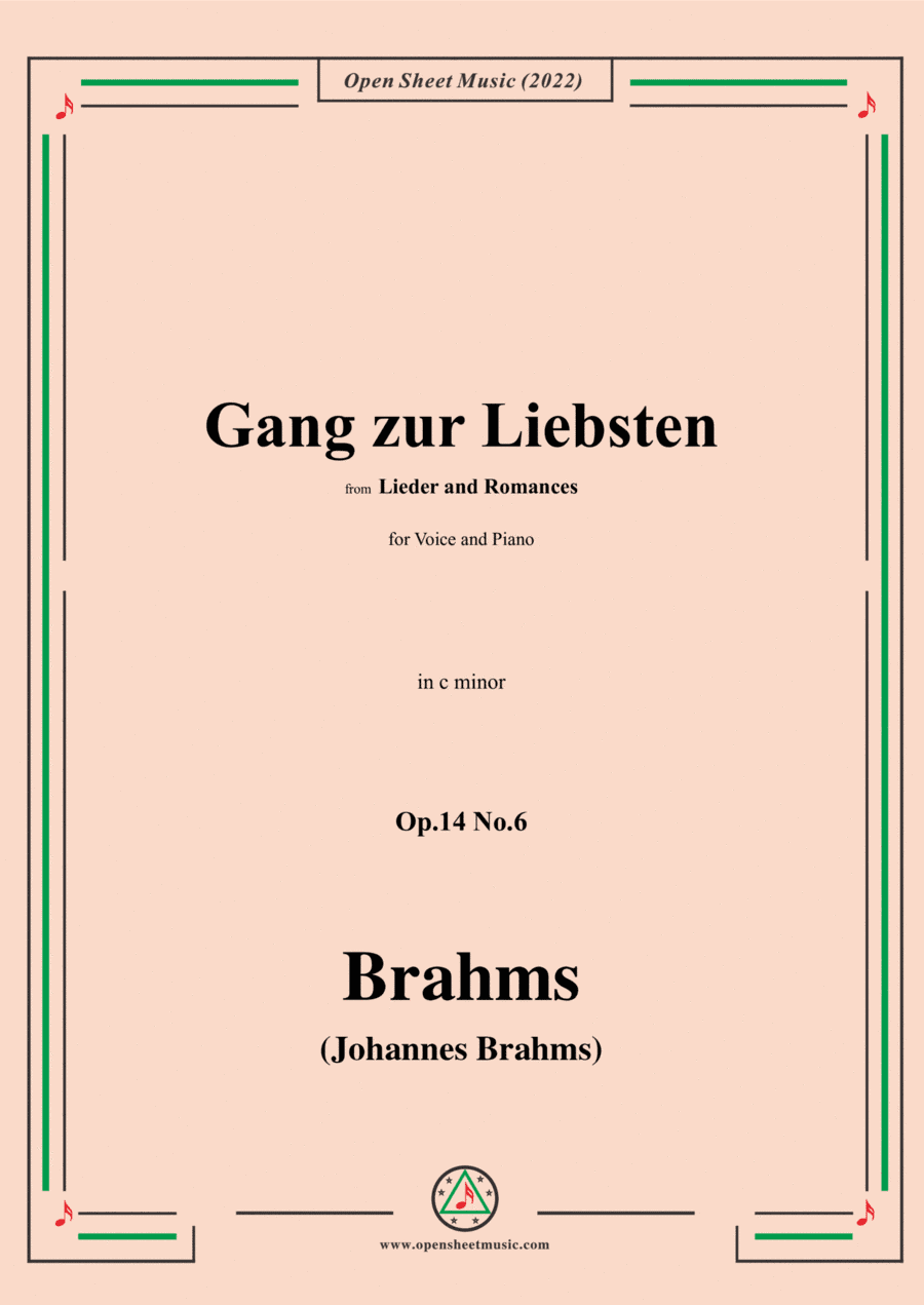 Brahms-Gang zur Liebsten,Op.14 No.6,from 'Lieder and Romances',in c minor (arr. Open Cloud)