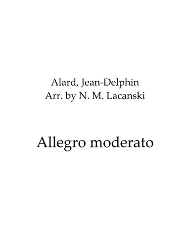 Allegro moderato (arr. Nick M Lacanski)