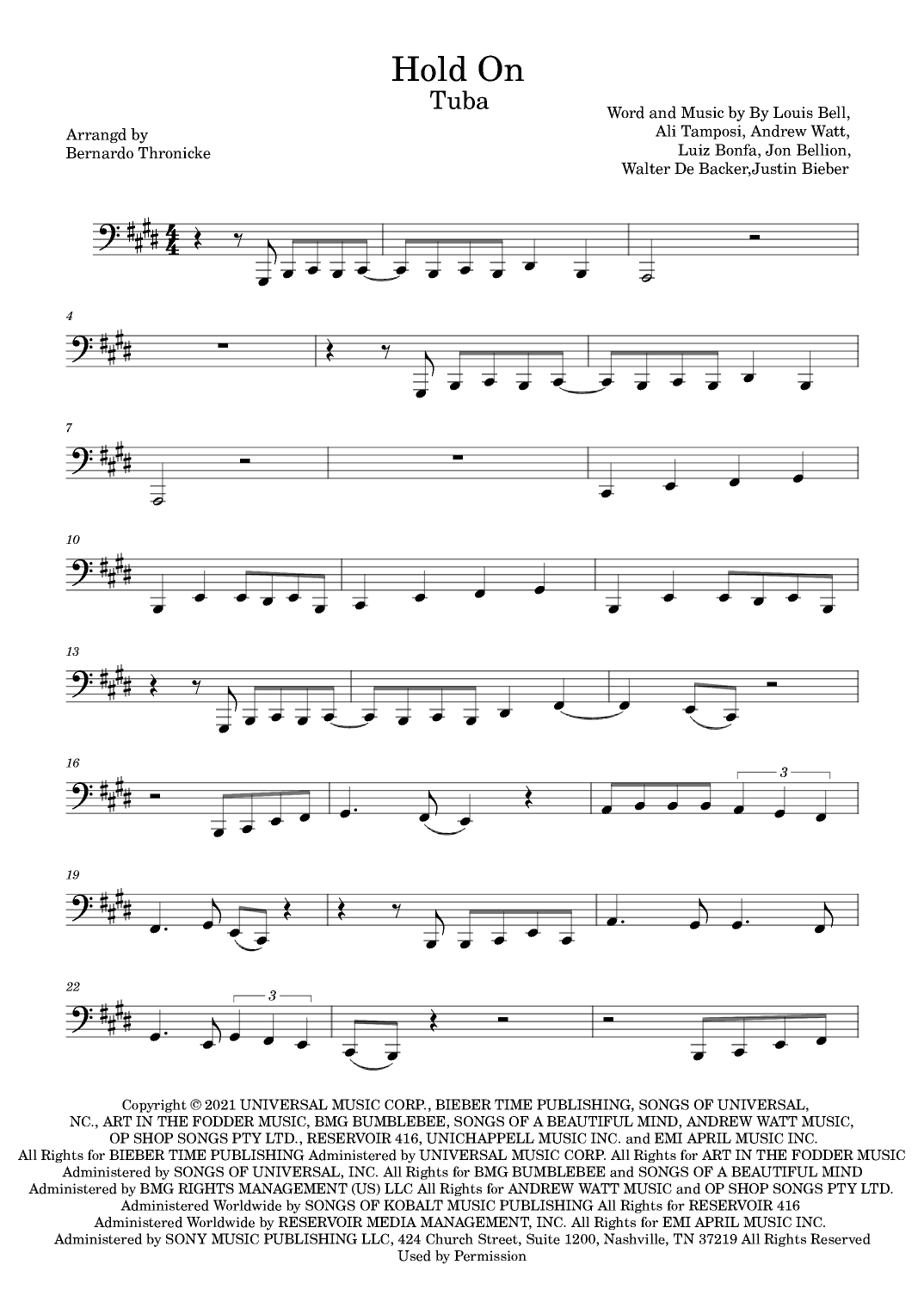 Hold On (arr. Bernardo Thronicke)