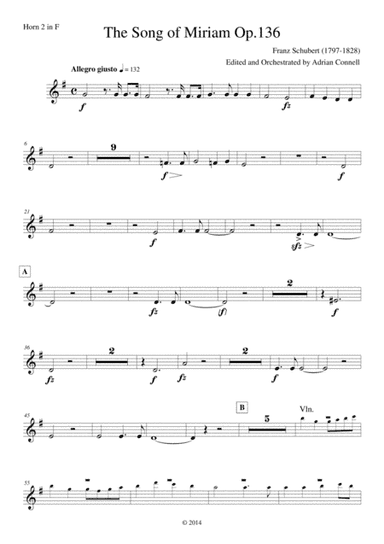 Schubert - The Song of Miriam Op.136 - Horn 2 (arr. Adrian Connell)
