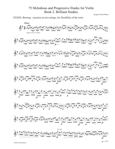 Mazas 75 Melodious & Progressive Etudes for Violin Book 2, No. 39 (arr. String Masters)