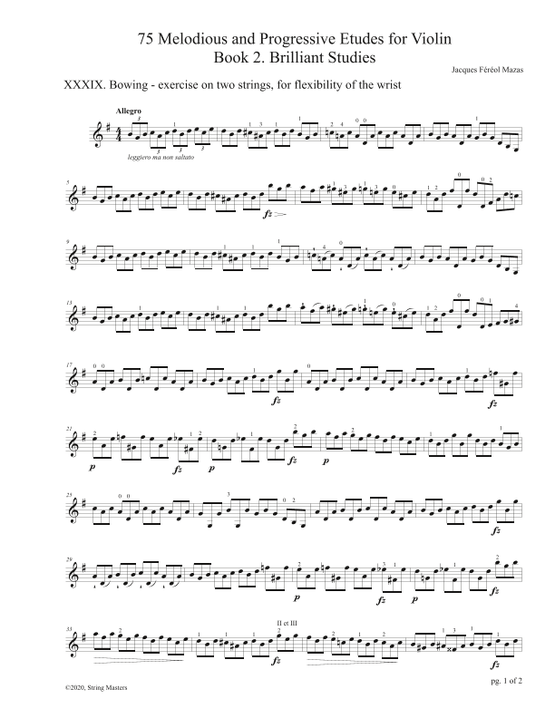Mazas 75 Melodious & Progressive Etudes for Violin Book 2, No. 39 (arr. String Masters)