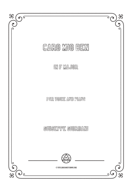 Giordani,Giuseppe-Caro mio ben in F Major,for Voice and Piano (arr. MSM)
