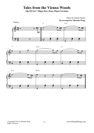 Tales from the Vienna Woods - Classical Piano Music in C Major (arr. Miranda Wong)