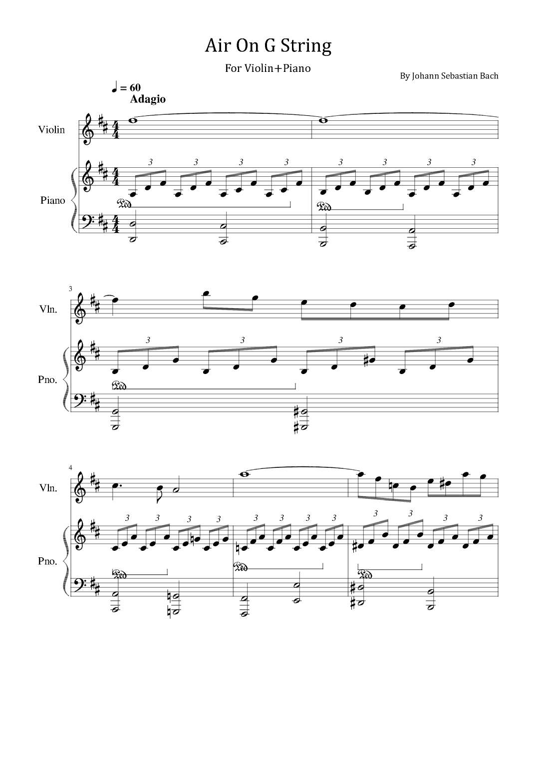 Air On G String - For Violin+Piano - Bach (arr. poon)