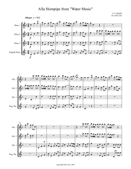Alla Hornpipe from Water Music (arr. Erik Cole)