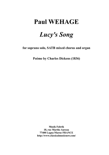 Lucy's Song for soprano solo, SATB chorus and organ