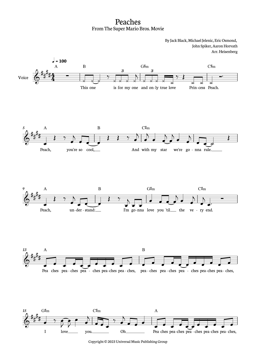 Peaches (arr. Heisenberg)