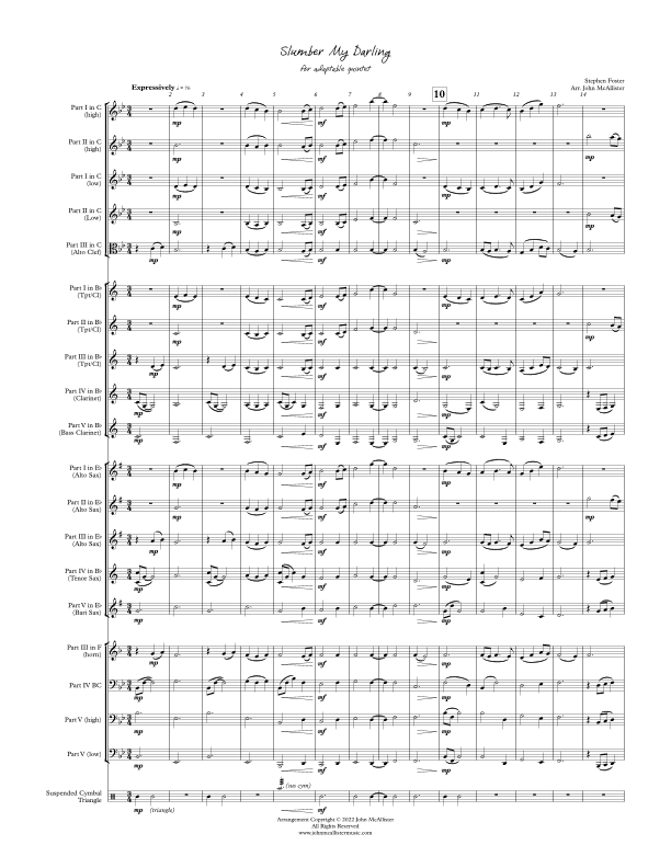 Slumber My Darling - for adaptable quintet (arr. John McAllister)
