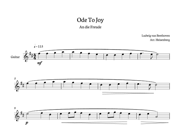 Beethoven - Ode To Joy for Guitar (arr. Heisenberg)