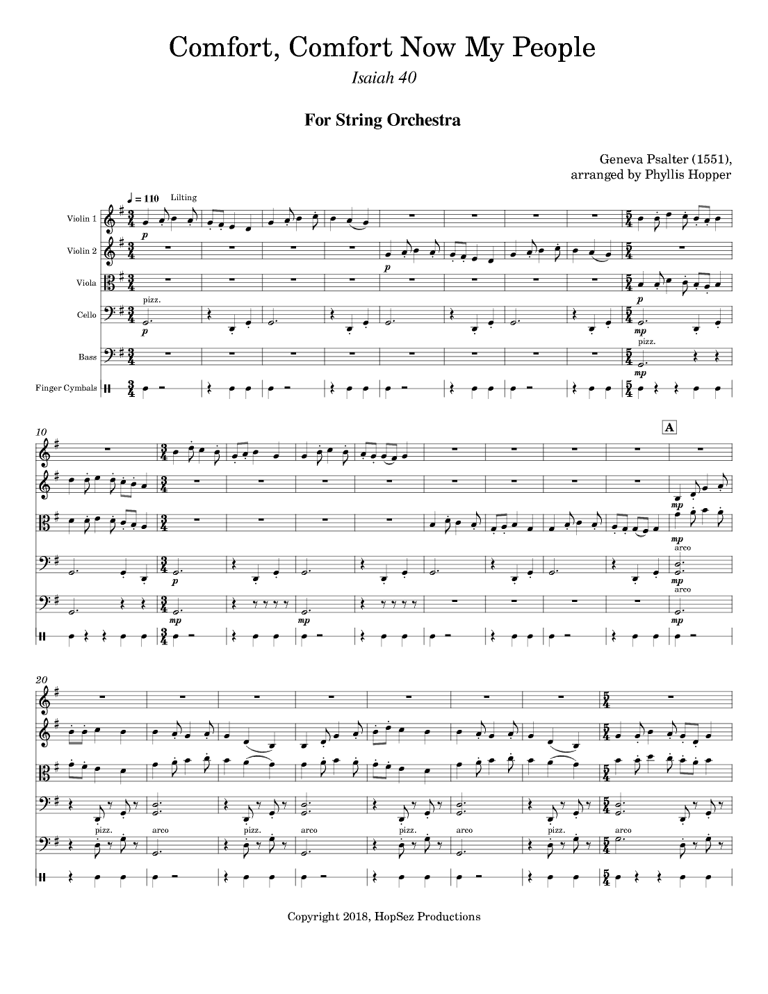 Comfort, Comfort Now My People - String Orchestra (arr. Phyllis Hopper)