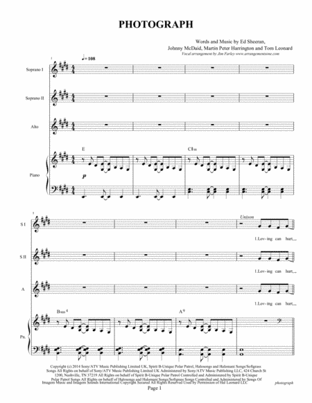 Photograph (arr. Jim Farley www.arrangementsone.com)