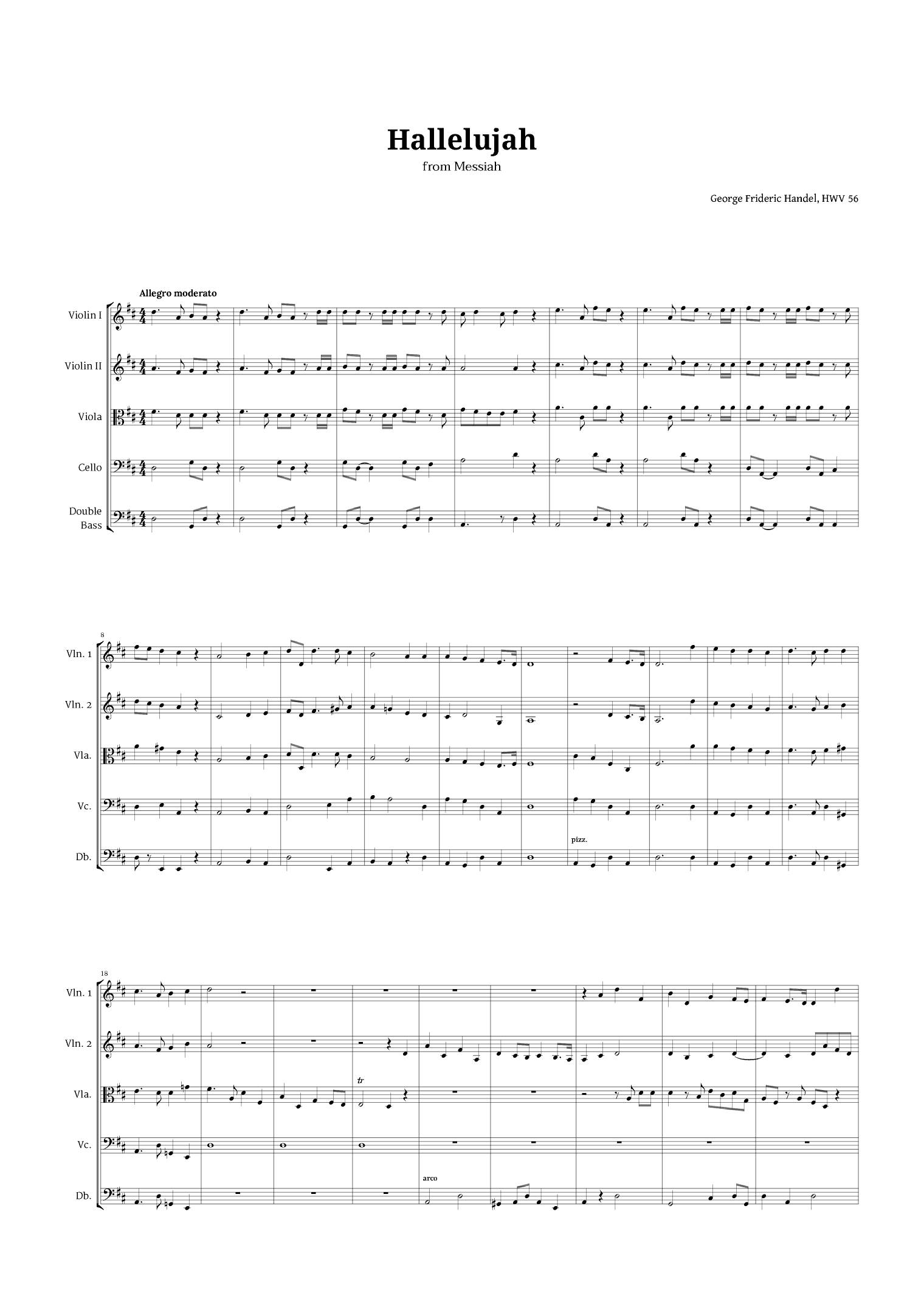 Hallelujah by Handel for String Quintet (arr. Langanho)