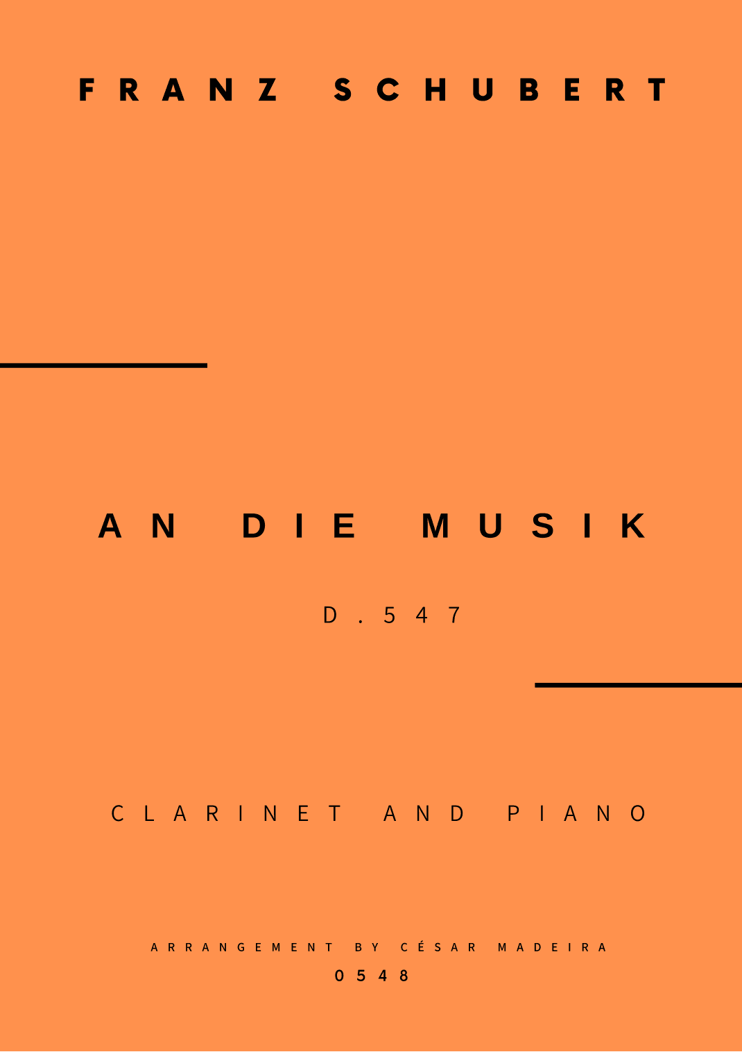 An Die Musik - Bb Clarinet and Piano (Full Score and Parts) (arr. César Madeira)