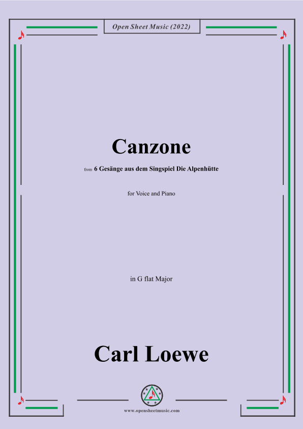 Loewe-Canzone,in G flat Major,for Voice and Piano (arr. OSM Press)