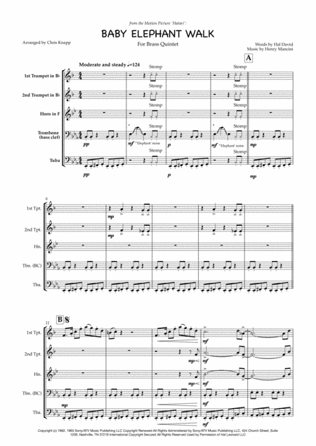 Baby Elephant Walk from the Paramount Picture HATARI! (arr. Chris Knapp)