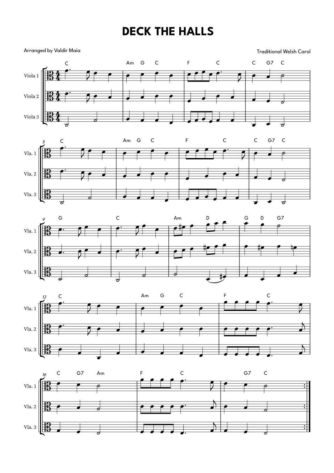 Deck The Halls - Viola Trio (arr. Valdir Maia)