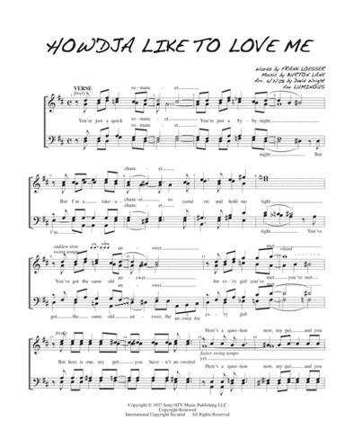 How'dja Like To Love Me (arr. David Wright)