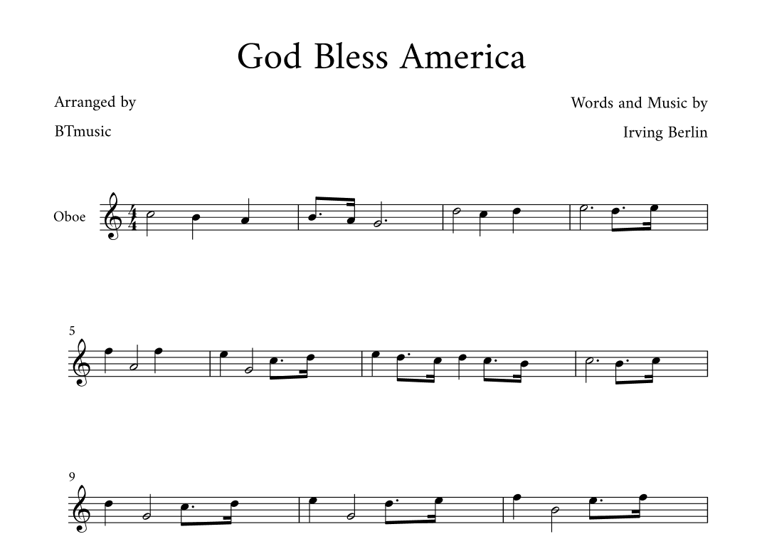 God Bless America ® (arr. BTmusic)