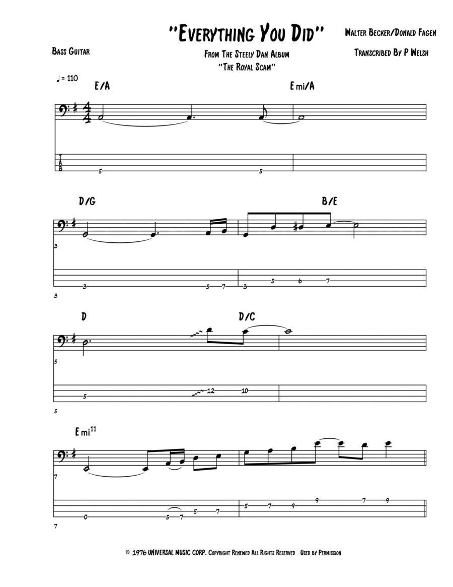 Everything You Did (arr. Accubass)