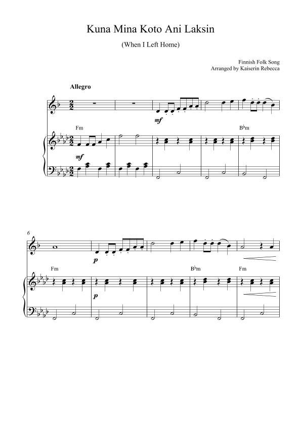 Kuna Mina Koto Ani Laksin (When I Left Home) (arr. Kaiserin Rebecca)